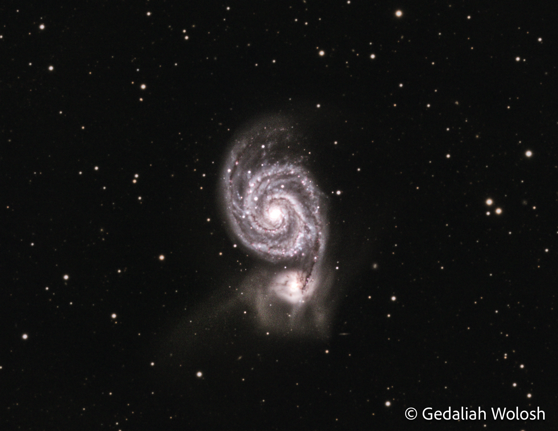 Whirlpool Galaxy (M51) The interacting galaxy pair M51 and NGC 5195. Gravitational forces have shaped the Whirlpool Galaxy’s prominent spiral...
